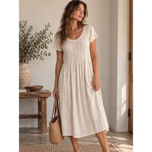 Vintage Wind River Rayon Midi Dress Lagenlook Boho 90s Minimalist Prairie S